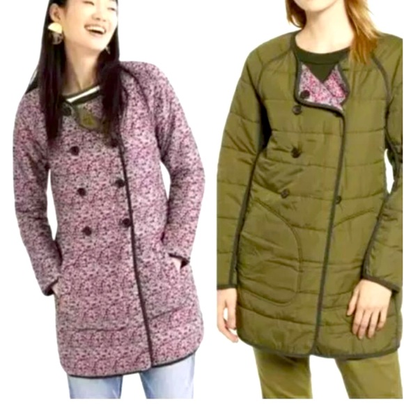 J. Crew Jackets & Blazers - J. Crew Reversible Puffer jacket in Liberty Floral and green Sz Sm